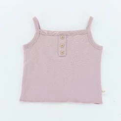 Organic Button Tank - Wood Rose