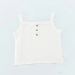 Organic Button Tank - Bunny White