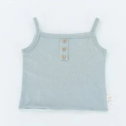 Organic Button Tank - Bay Blue